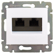 Розетка 2×RJ45 Кат.5e UTP Legrand Valena (белая) на захватах Розетка 2×RJ45 Кат.5e UTP Legrand Valena (белая) на захватах