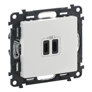 Зарядное устройство с двумя USB-разьемами тип C-тип С 240В/5В 3000мА (белое)