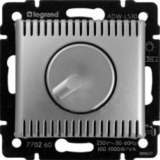 Светорегулятор (диммер) для ламп накаливания (Алюминий) поворотно-нажимной, 100-1000Вт