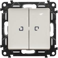 Двухклавишный выключатель с подсветкой на автозажимах (Белый)