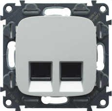 Розетка двойная RJ45 Кат.6 UTP Valena Allure (алюминий) Розетка двойная RJ45 Кат.6 UTP Valena Allure (алюминий)