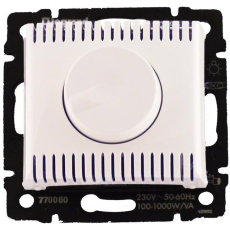 Светорегулятор (диммер) для ламп накаливания (Белый) поворотно-нажимной, 100-1000Вт